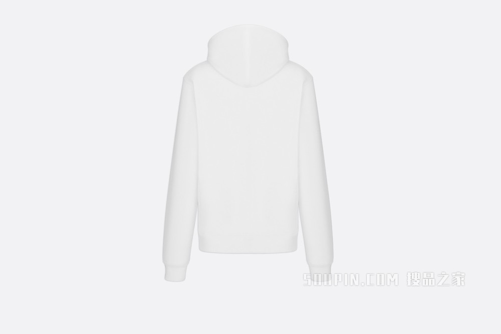 超大版型连帽运动衫 白色棉质起绒布“Christian Dior Atelier”标志