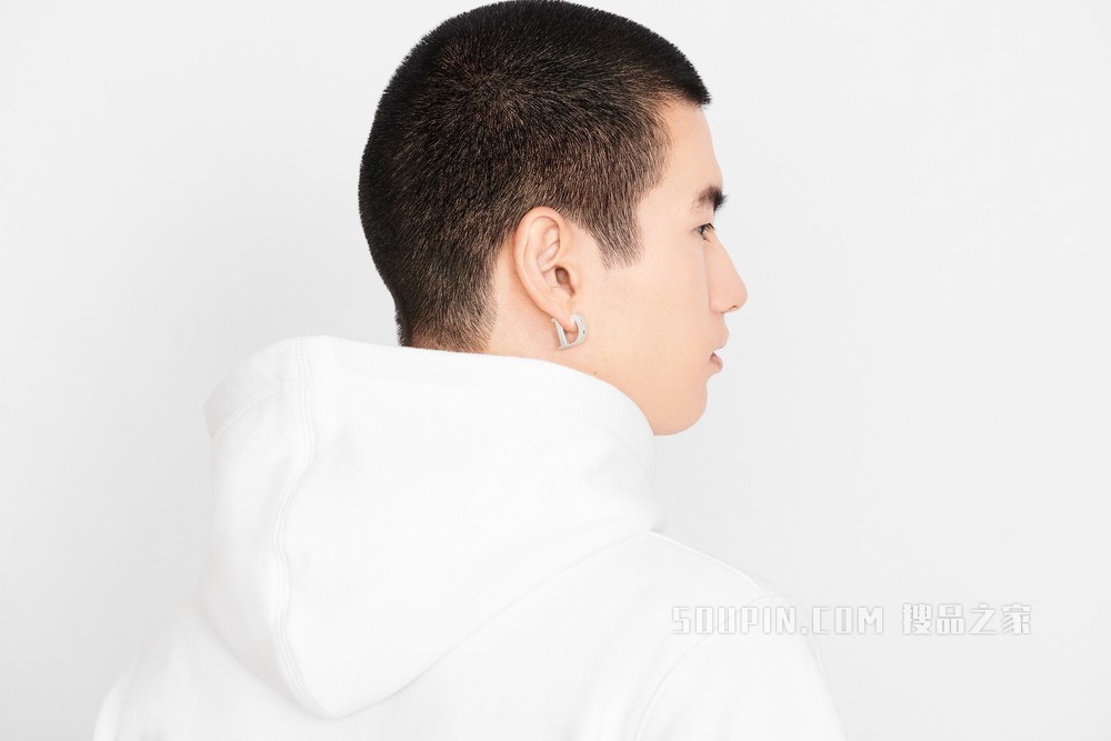 超大版型连帽运动衫 白色棉质起绒布“Christian Dior Atelier”标志