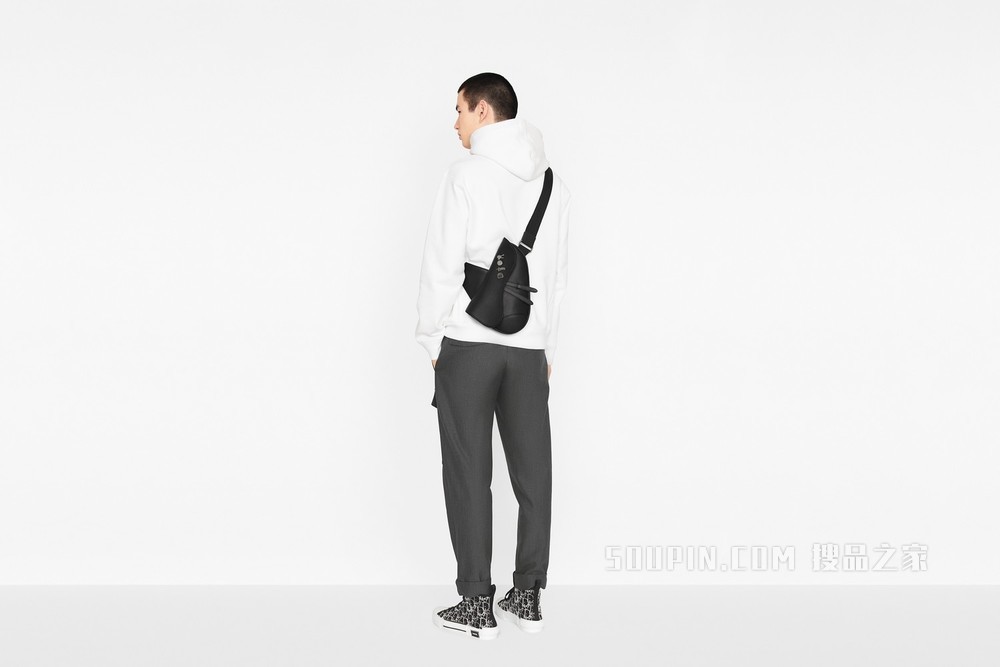 超大版型连帽运动衫 白色棉质起绒布“Christian Dior Atelier”标志