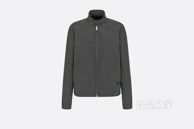 哈灵顿短夹克 灰色羊毛千鸟格纹