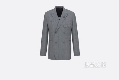 双排扣单西 灰色羊毛威尔士亲王格纹