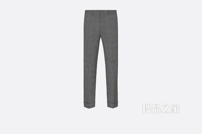 斜纹布长裤 灰色羊毛威尔士亲王格纹