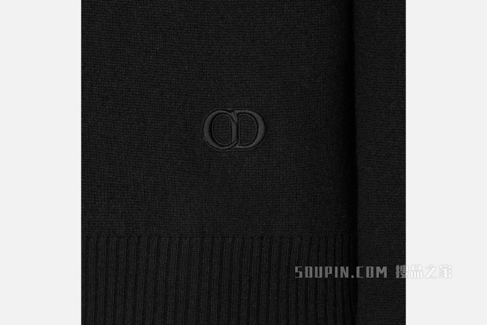 针织衫 黑色羊绒平纹针织面料“CD Icon”标志