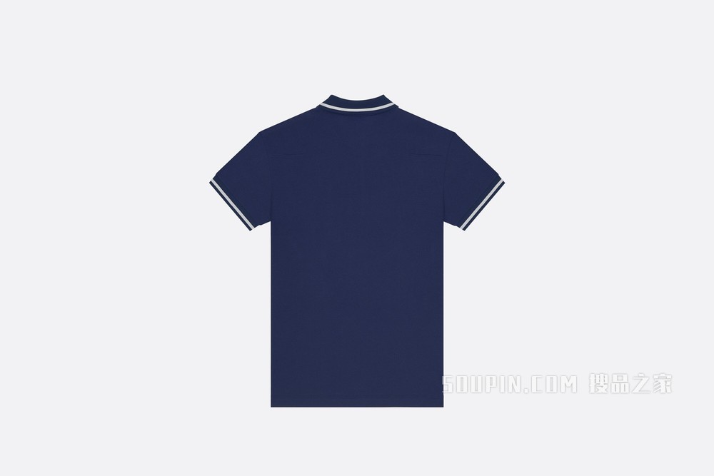 Polo 衫 海军蓝色棉质珠地布小蜜蜂刺绣