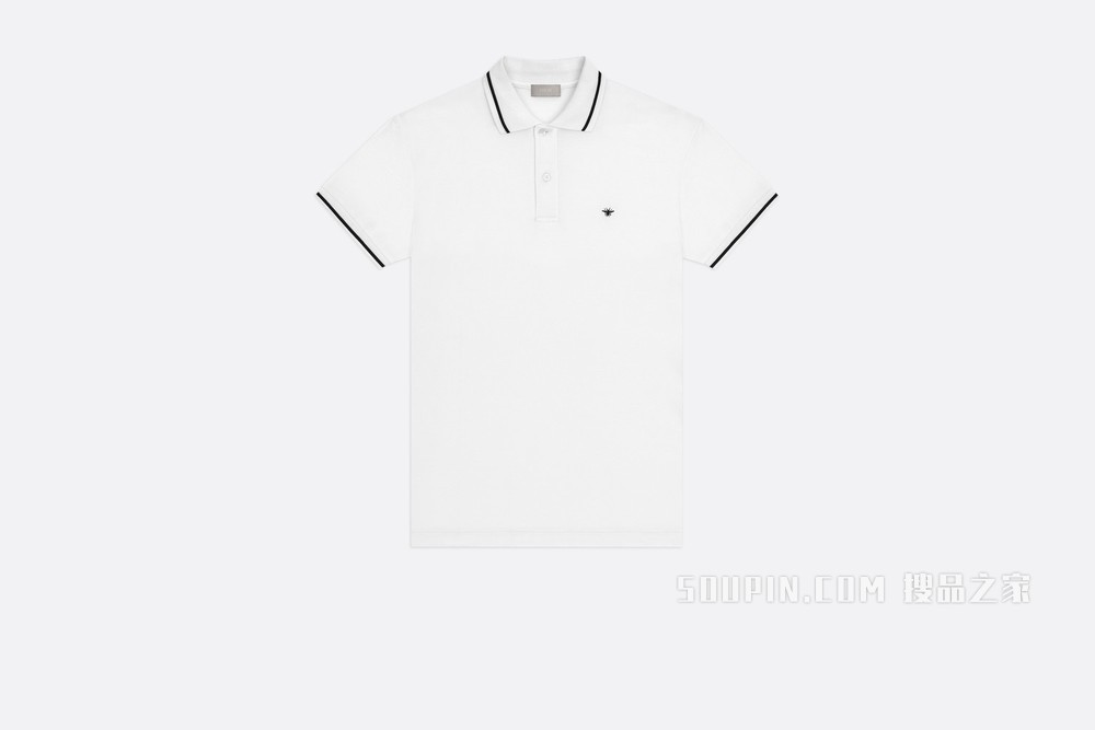 Polo 衫 白色棉质珠地布小蜜蜂刺绣