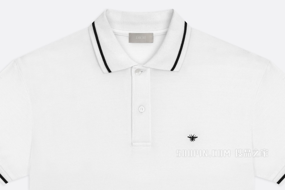 Polo 衫 白色棉质珠地布小蜜蜂刺绣