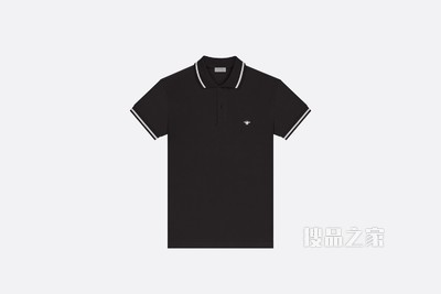 Polo 衫 黑色棉质珠地布小蜜蜂刺绣
