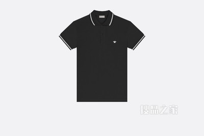 Polo 衫 黑色棉质珠地布小蜜蜂刺绣