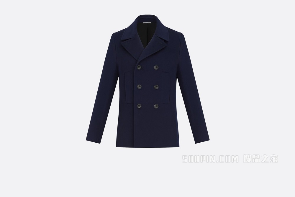 短款大衣 海军蓝色羊绒