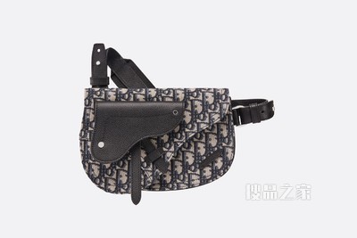 马鞍包 米色和黑色 Oblique 印花