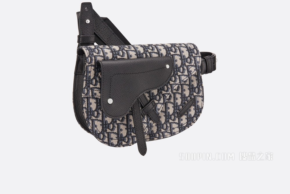 马鞍包 米色和黑色 Oblique 印花