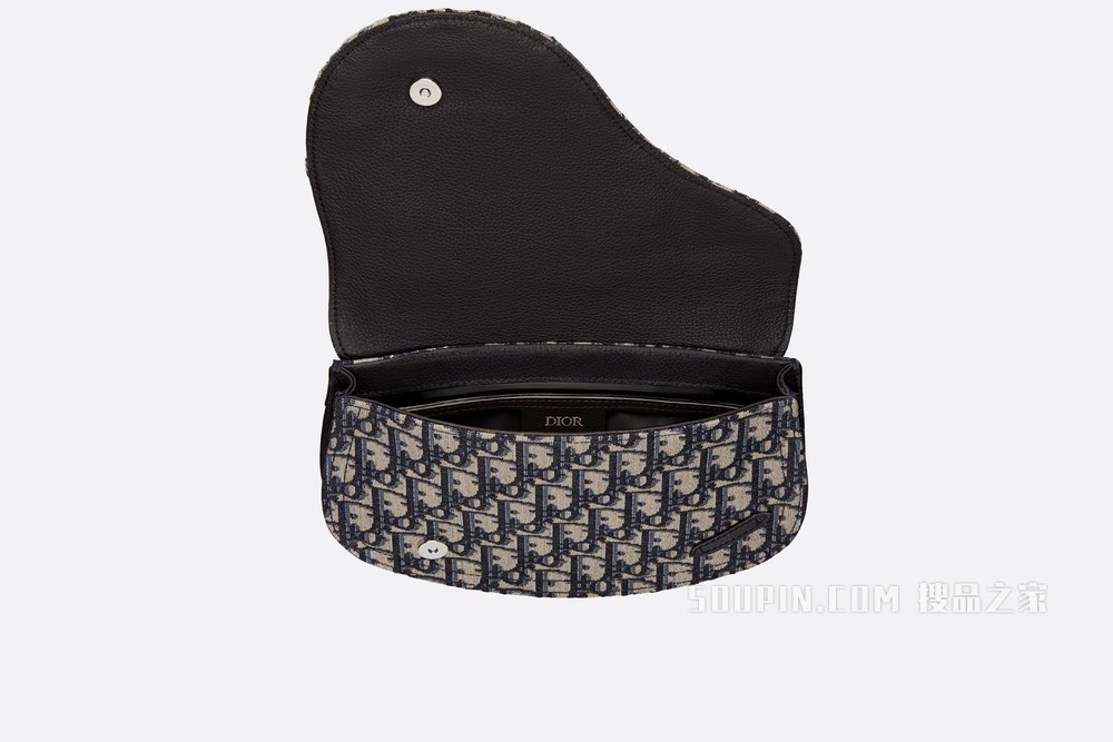 马鞍包 米色和黑色 Oblique 印花