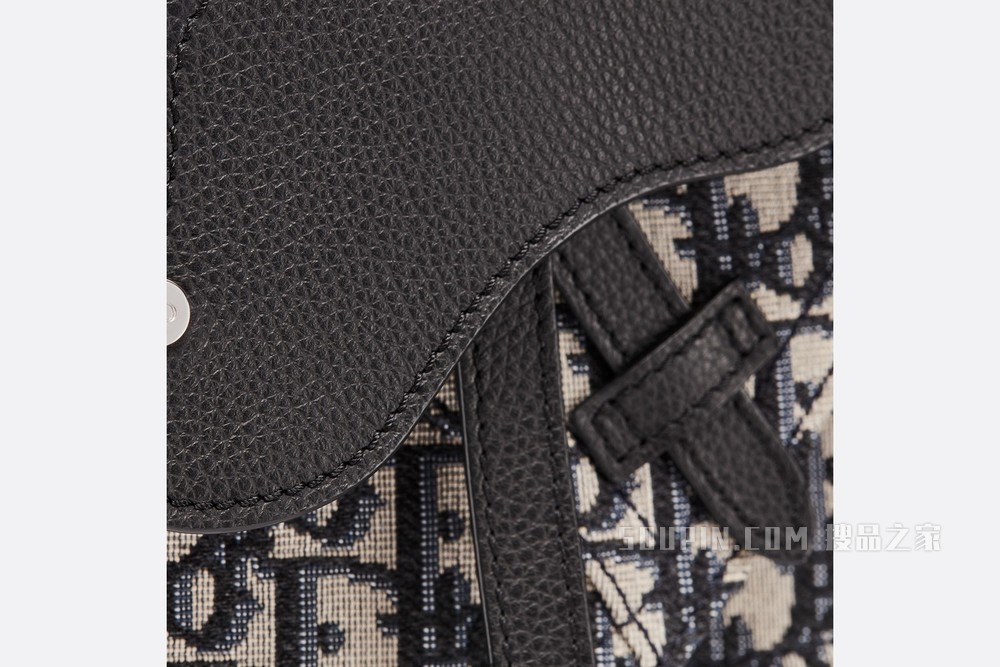 马鞍包 米色和黑色 Oblique 印花