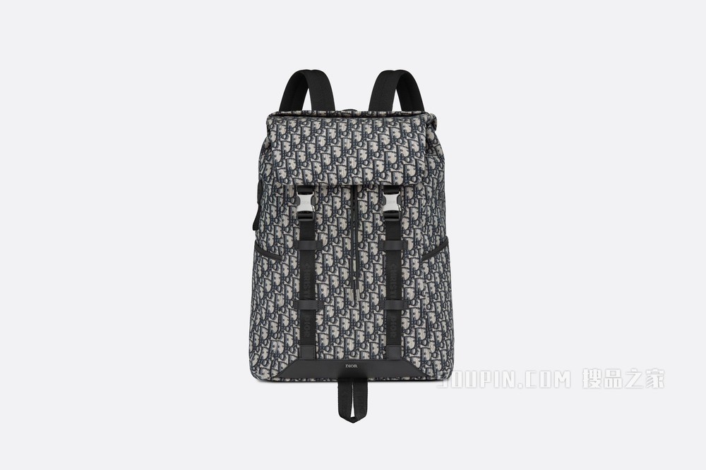 Dior Explorer 双肩背包 米色和黑色 Oblique 印花