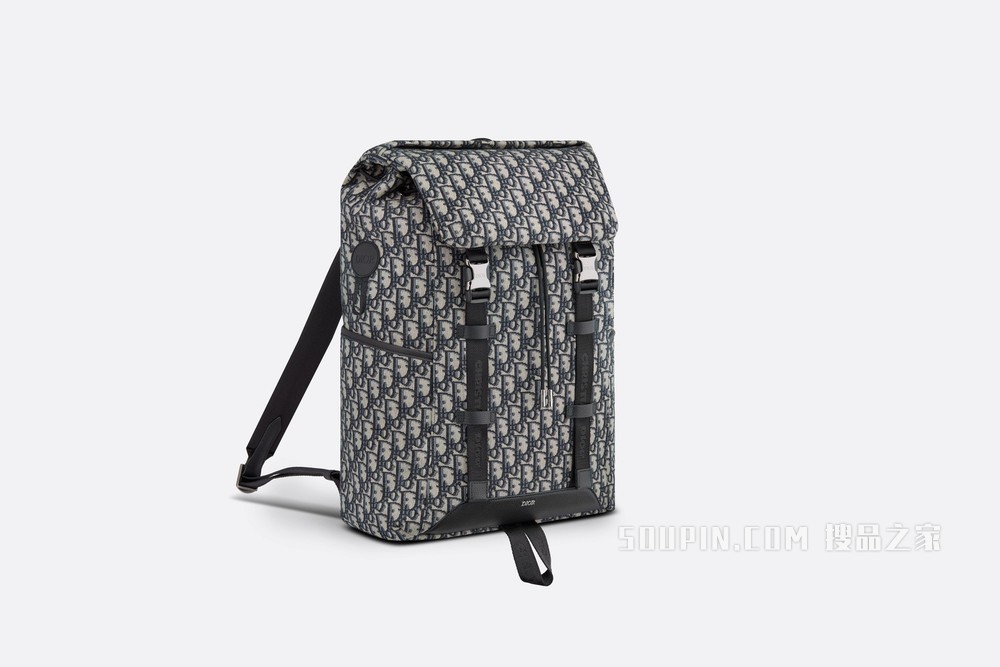 Dior Explorer 双肩背包 米色和黑色 Oblique 印花