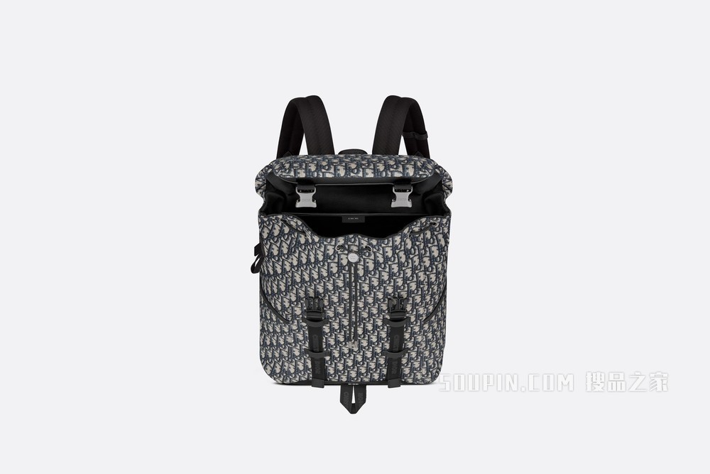 Dior Explorer 双肩背包 米色和黑色 Oblique 印花