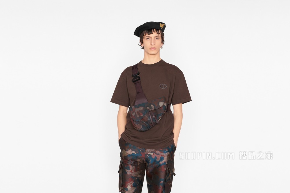 DIOR AND PETER DOIG 马鞍包 棕色迷彩提花图案