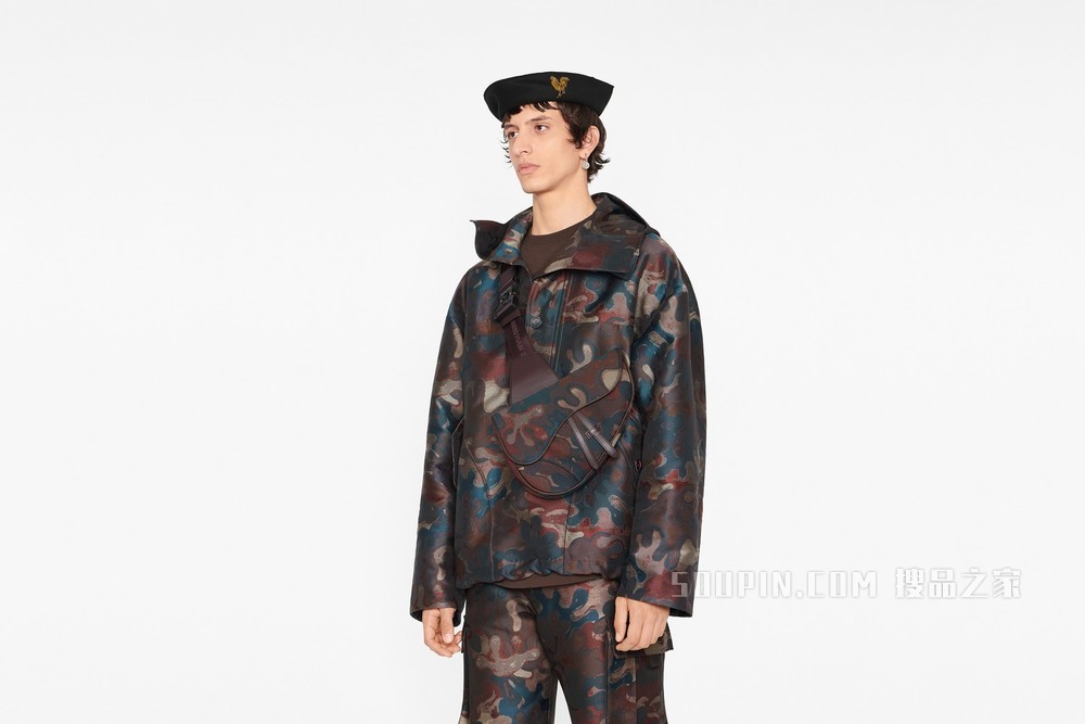 DIOR AND PETER DOIG 马鞍包 棕色迷彩提花图案