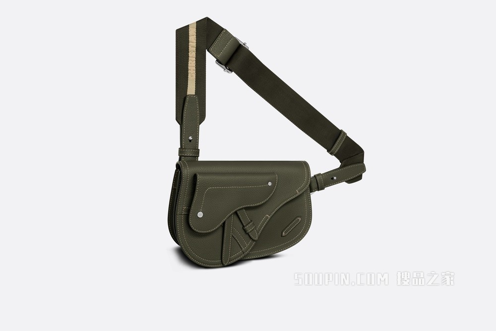 马鞍手拿包 橄榄色粒面牛皮革