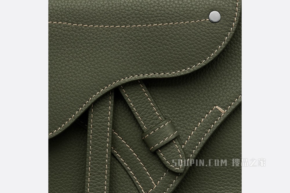 马鞍手拿包 橄榄色粒面牛皮革