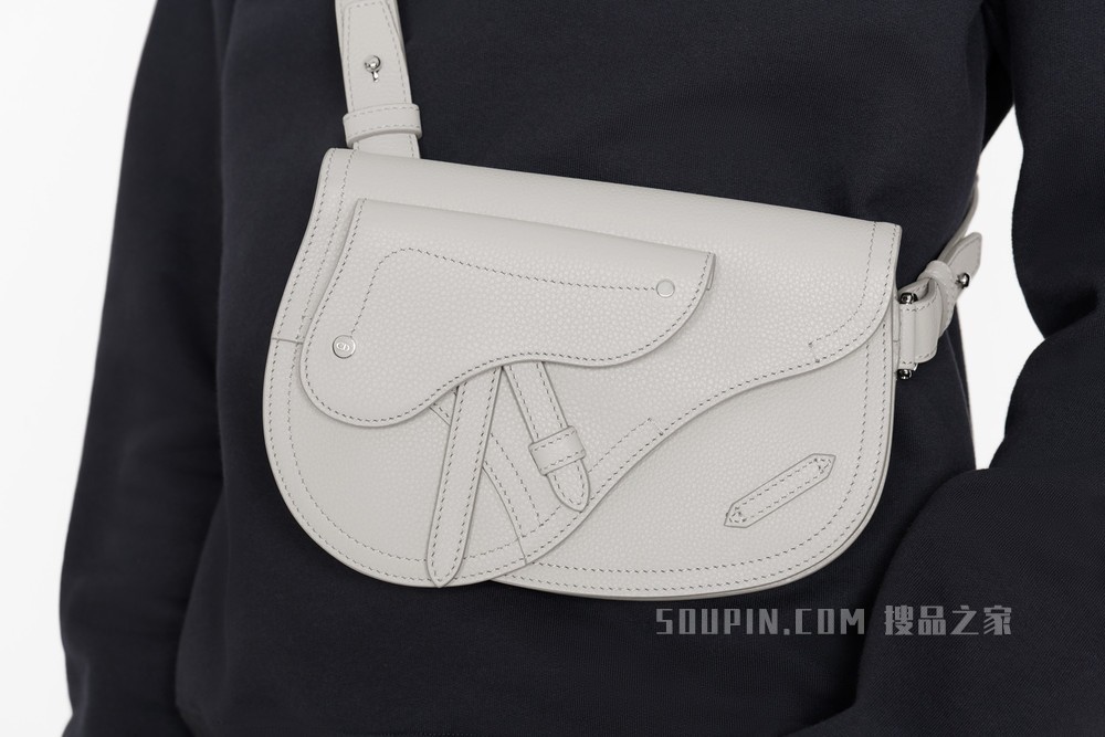 马鞍包 迪奥灰粒面牛皮革