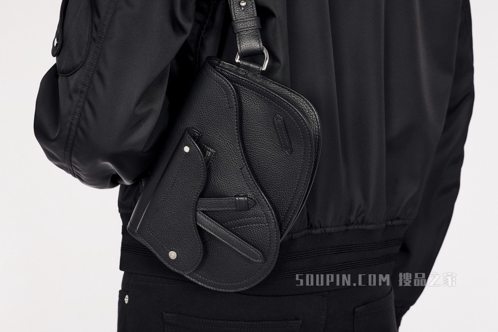 马鞍包 黑色粒面牛皮革