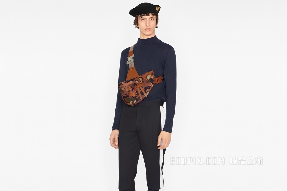 DIOR AND PETER DOIG 马鞍包 干邑色迷彩提花图案