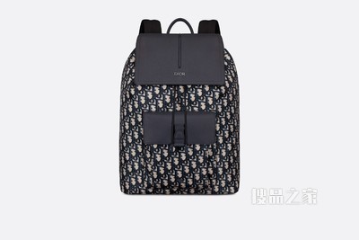 Motion 双肩背包 米色和黑色尼龙 Oblique 印花与黑色粒面牛皮革