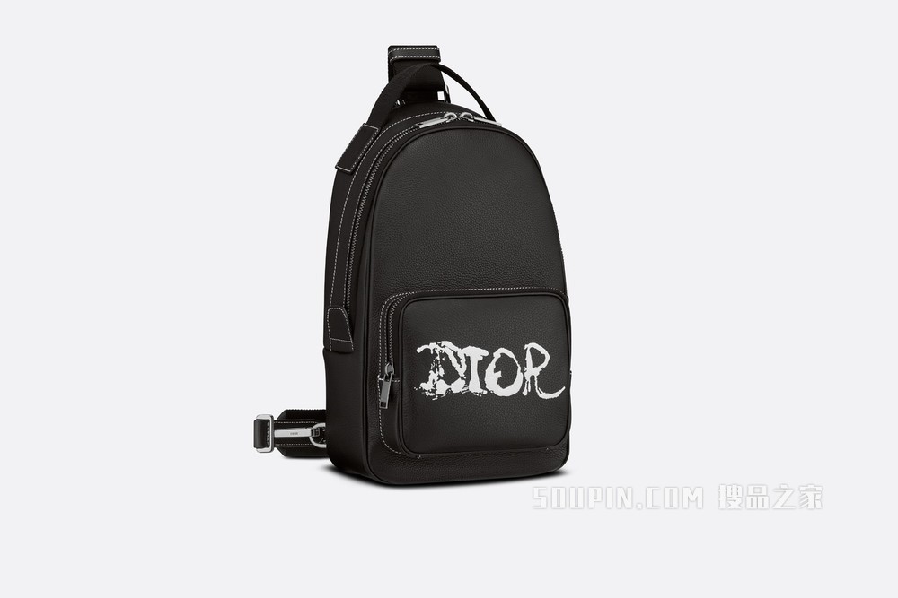 DIOR AND PETER DOIG 单肩包 黑色粒面牛皮革