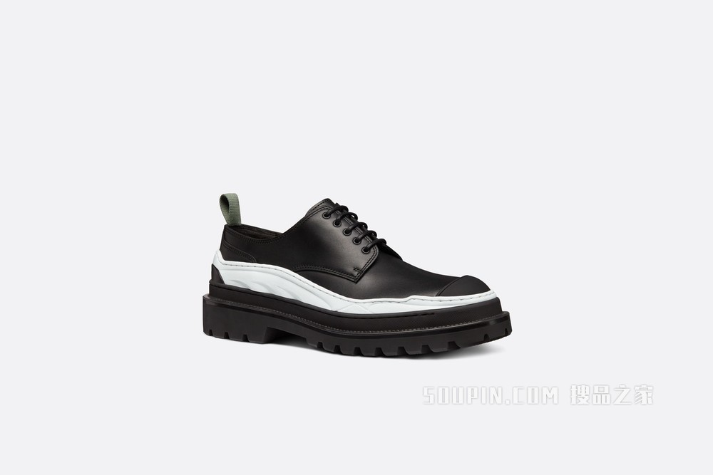 DIOR AND SACAI 德比鞋 黑色光滑牛皮革