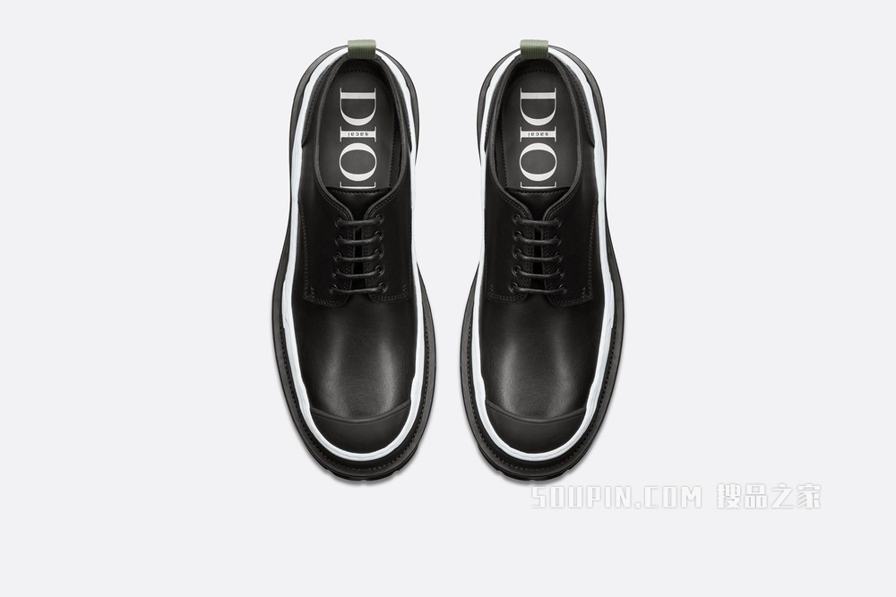 DIOR AND SACAI 德比鞋 黑色光滑牛皮革