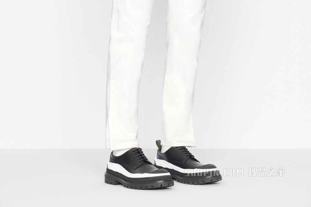 DIOR AND SACAI 德比鞋 黑色光滑牛皮革