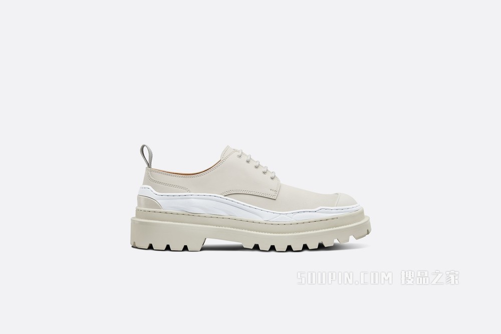 DIOR AND SACAI 德比鞋 奶油白色磨砂牛皮革