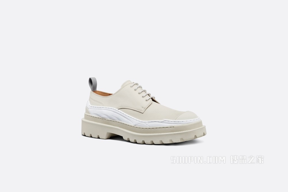 DIOR AND SACAI 德比鞋 奶油白色磨砂牛皮革