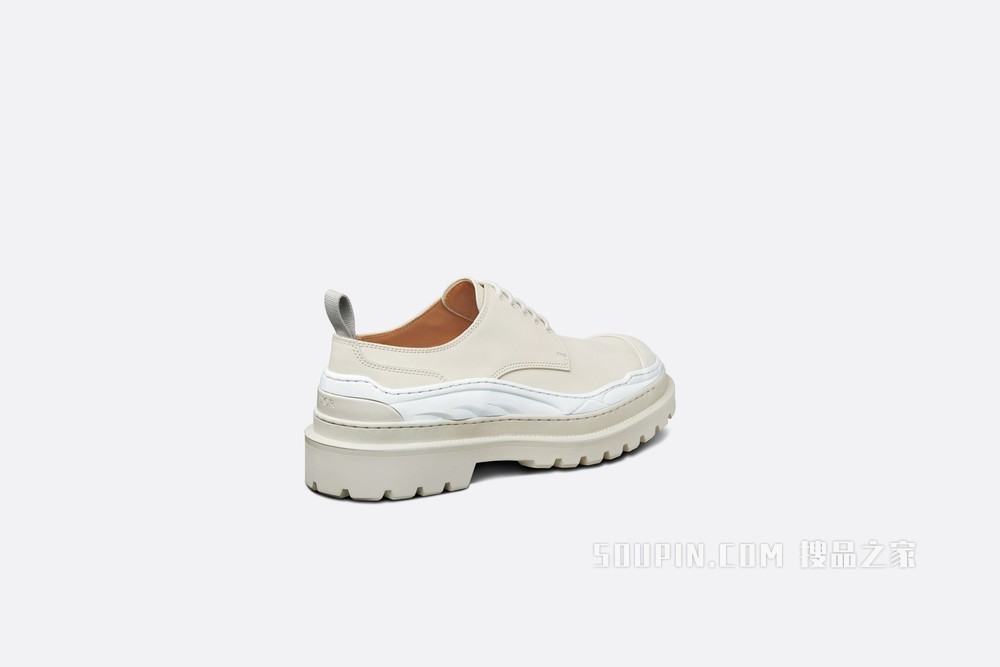 DIOR AND SACAI 德比鞋 奶油白色磨砂牛皮革