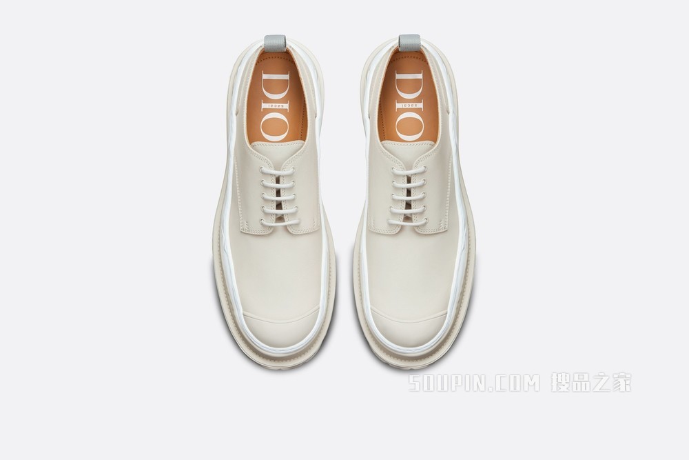 DIOR AND SACAI 德比鞋 奶油白色磨砂牛皮革