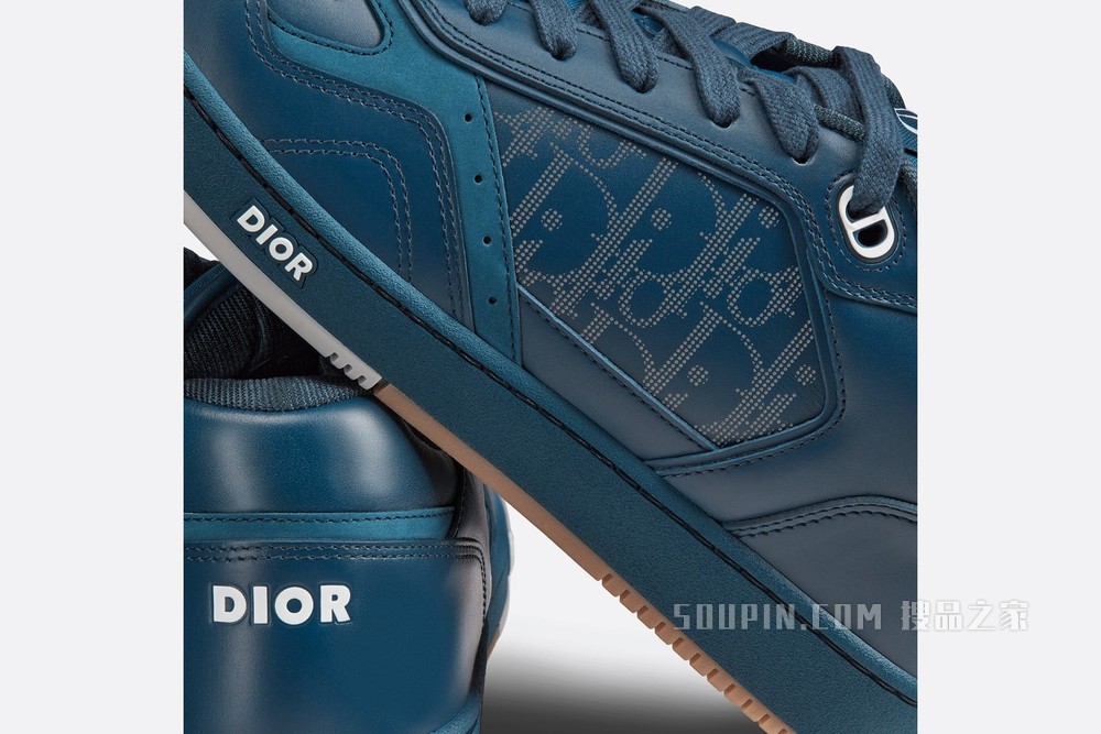 Dior World Tour B27 低帮运动鞋 海军蓝色 Oblique Galaxy 印花效果牛皮革搭配光滑牛皮革和绒面革