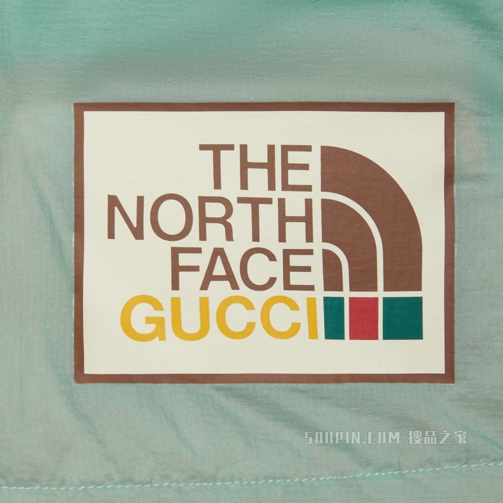 The North Face x Gucci联名系列防寒夹克 浅蓝色和米色