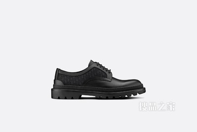 Dior Explorer 德比鞋 黑色光滑牛皮革和 Oblique 印花