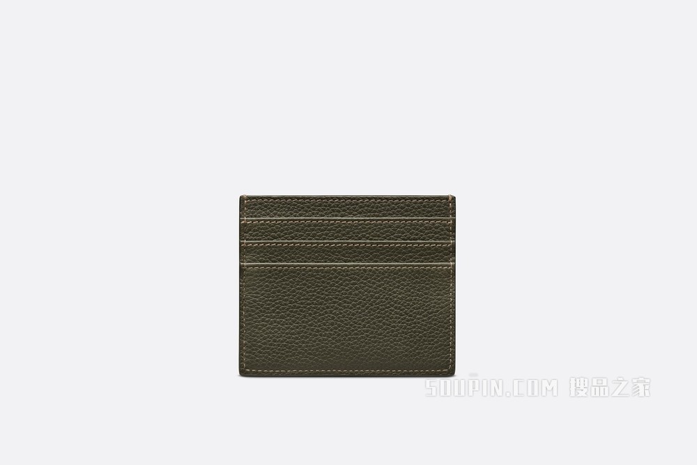 卡夹 橄榄色粒面牛皮革“CD Icon”标志