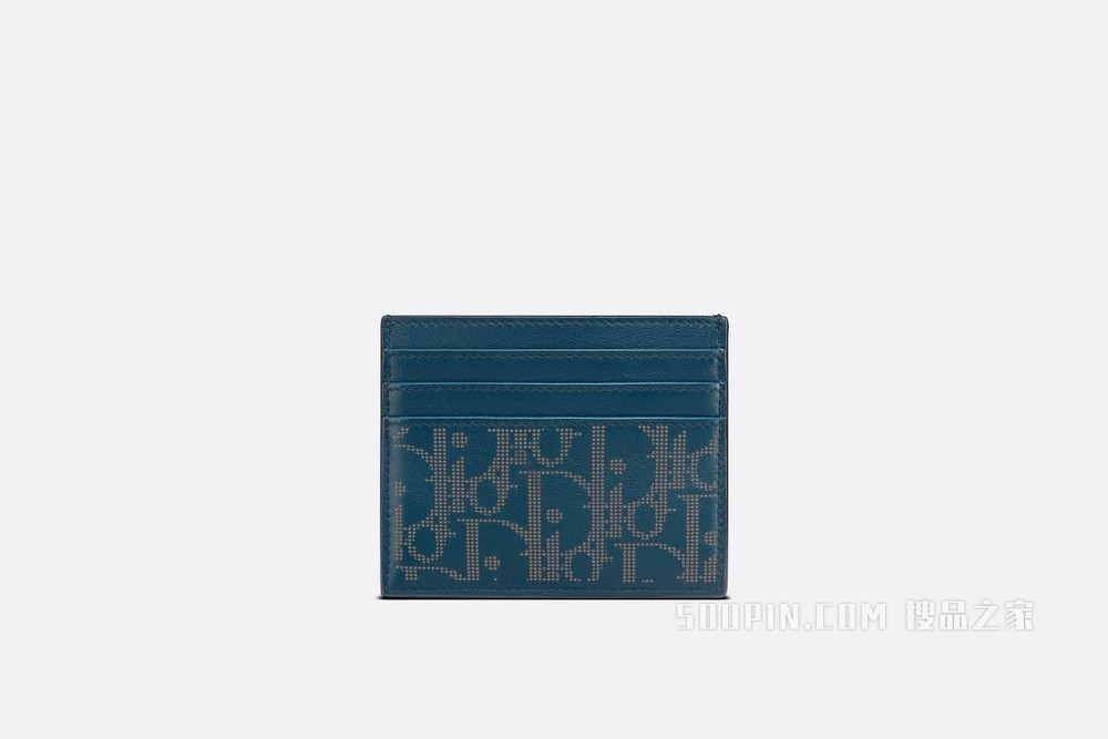 Dior World Tour 卡夹 海军蓝色 Oblique Galaxy 印花效果皮革