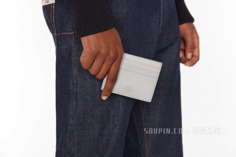 卡夹 迪奥灰粒面牛皮革“CD Icon”标志