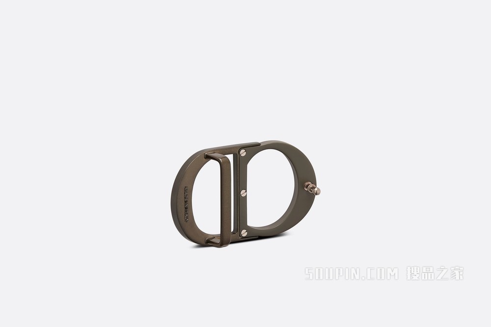“CD Icon”腰带扣 35 毫米橄榄色哑光涂漆饰面黄铜和半透明效果苯胺饰面