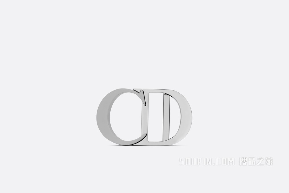 “CD Icon”腰带扣 35 毫米迪奥灰哑光涂漆和金属覆层黄铜