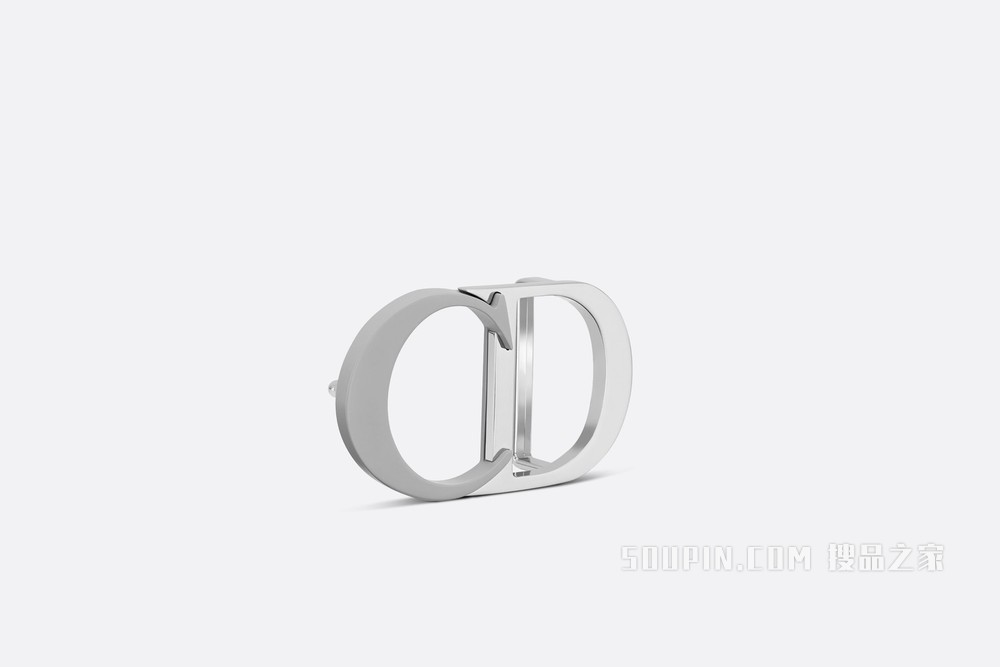 “CD Icon”腰带扣 35 毫米迪奥灰哑光涂漆和金属覆层黄铜