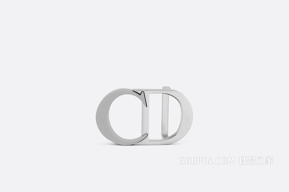 “CD Icon”腰带扣 35 毫米迪奥灰哑光涂漆和金属覆层黄铜