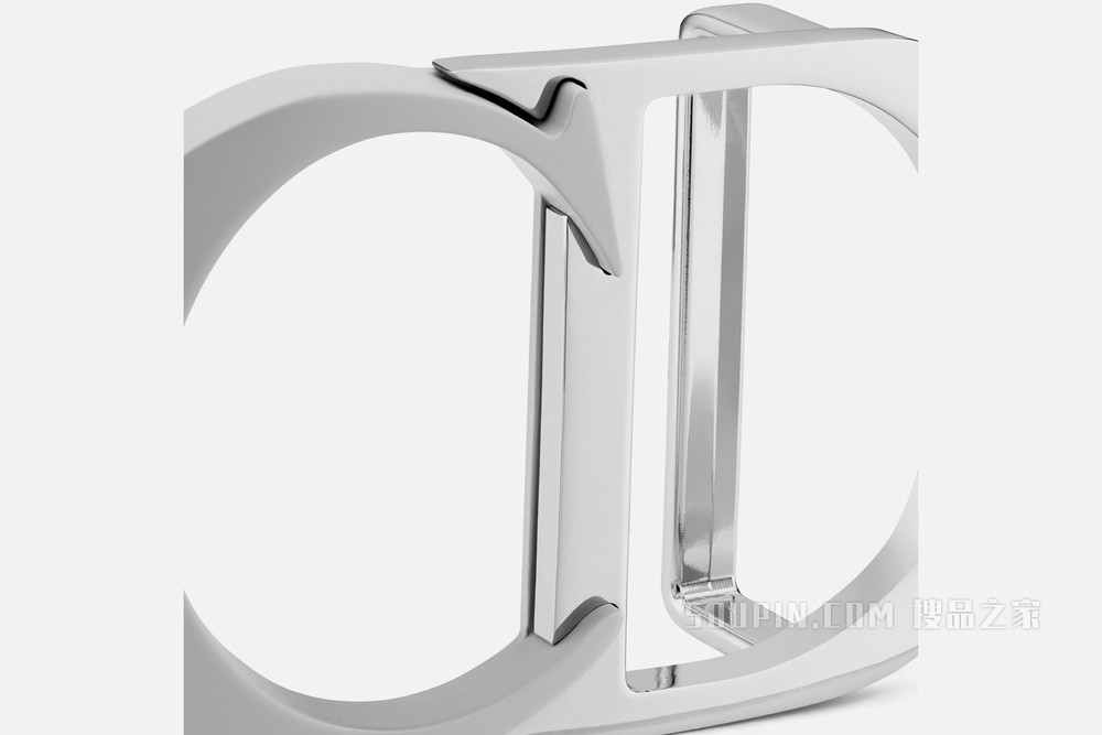 “CD Icon”腰带扣 35 毫米迪奥灰哑光涂漆和金属覆层黄铜