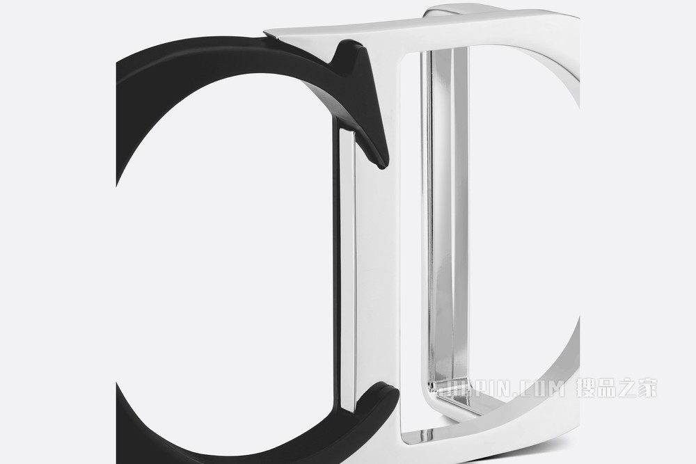 “CD Icon”腰带扣 35 毫米黑色哑光涂漆和金属覆层黄铜