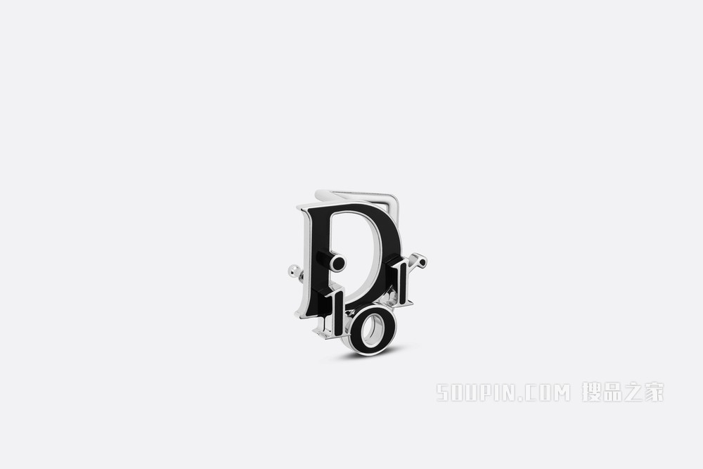 Dior World Tour Dior Oblique 腰带扣 35 毫米金属覆层黄铜和黑色珐琅