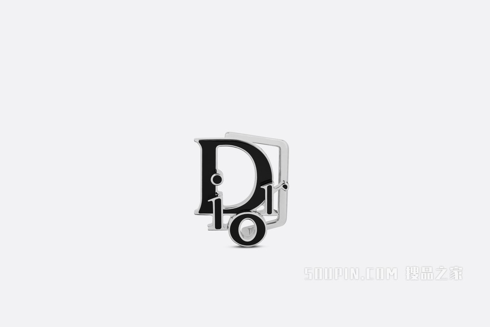 Dior World Tour Dior Oblique 腰带扣 35 毫米金属覆层黄铜和黑色珐琅